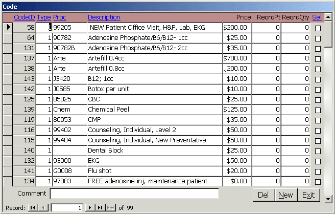 Diagnostic Code, Injections and Procedures for Medical Office application