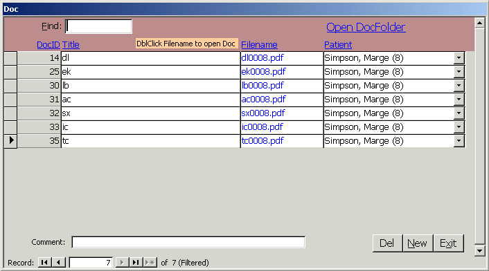 Scanned Document Form for Medical Service Program