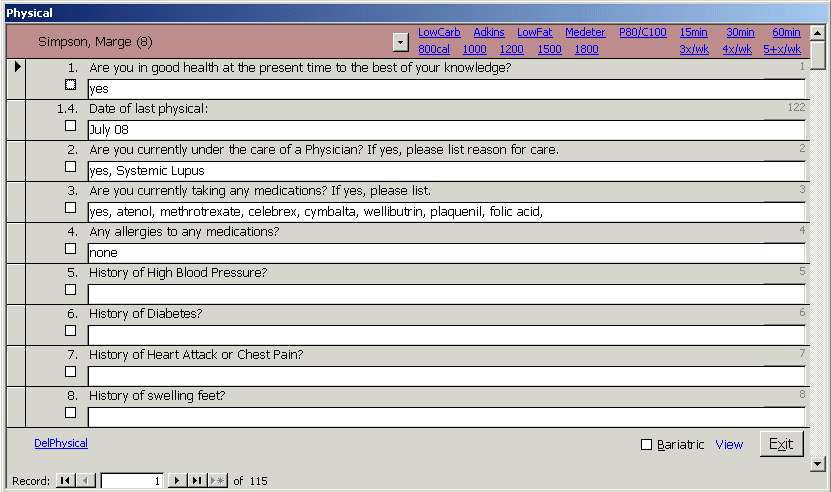 Medical Office application Physical form