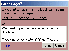 Close database for maintenance after warning users